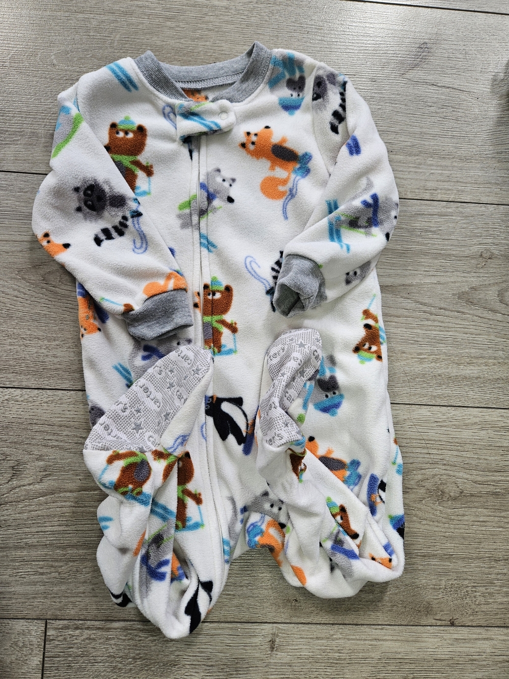 Carter's Baby Boy Fleece Footie Pajamas Winter Animals Skiing 18 Months🩷